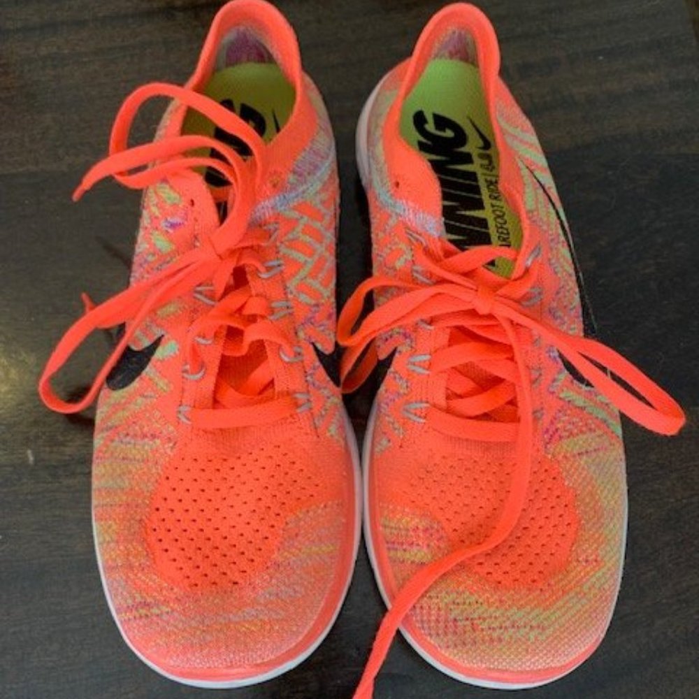 Women's Nike Free 4.0 Flyknit Running Shoes 9M- orange